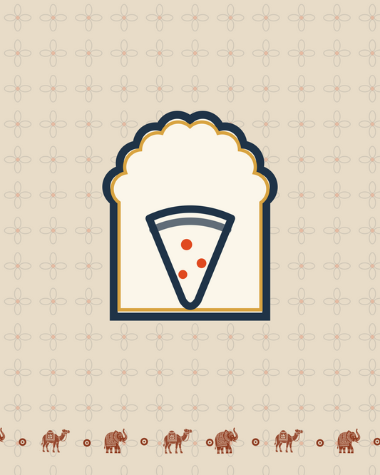 Exotic Carnival Pizza — Bawadi café signature, block-print placeholder